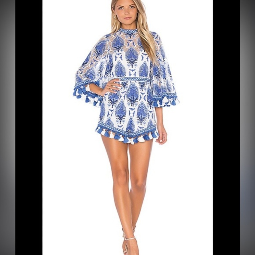 LUXXEL Blue Tassel lined romper - woman’s small
